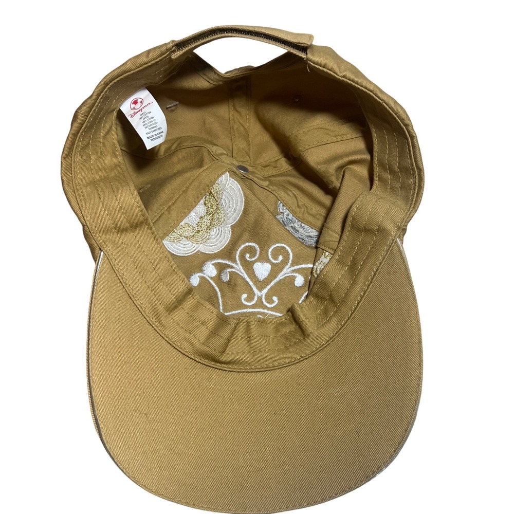 Disney Princess Tan Embroidered Tiara Rhinestone Baseball Cap Hat Kids Large NWT - Picture 6 of 14